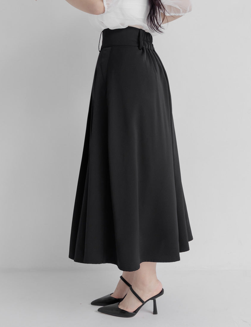 MISS. Wrinkle-Resistant Tummy Flattering with Back Elastic Plus Size Tailored Maxi Skirt