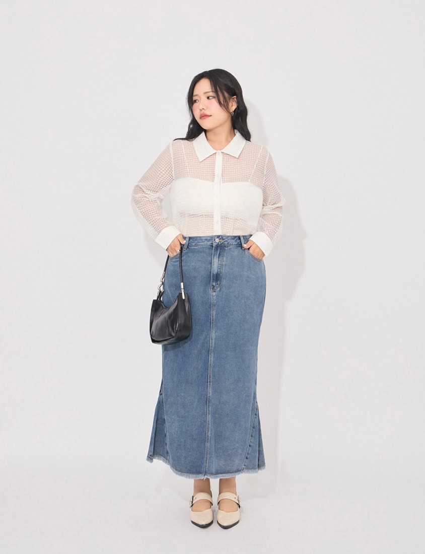MORE U Textured Geometric Cut-Out Plus Size Shirt