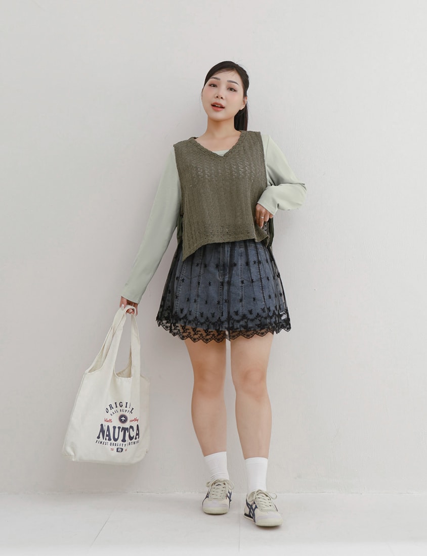 Layered Essential Crochet Tie Plus Size Vest