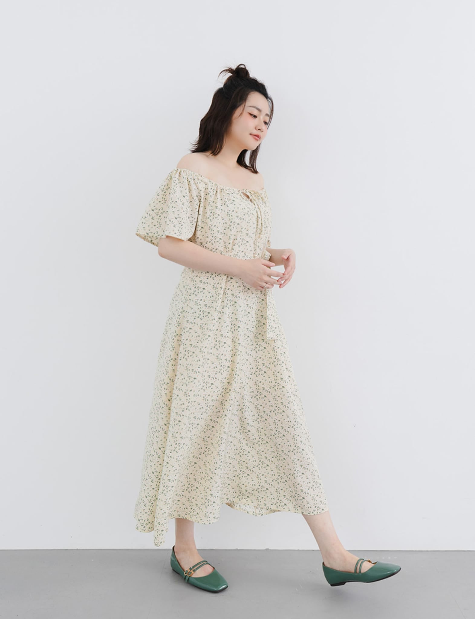 2-Way Off-Shoulder Floral Plus Size Maxi Dress (with Belt)