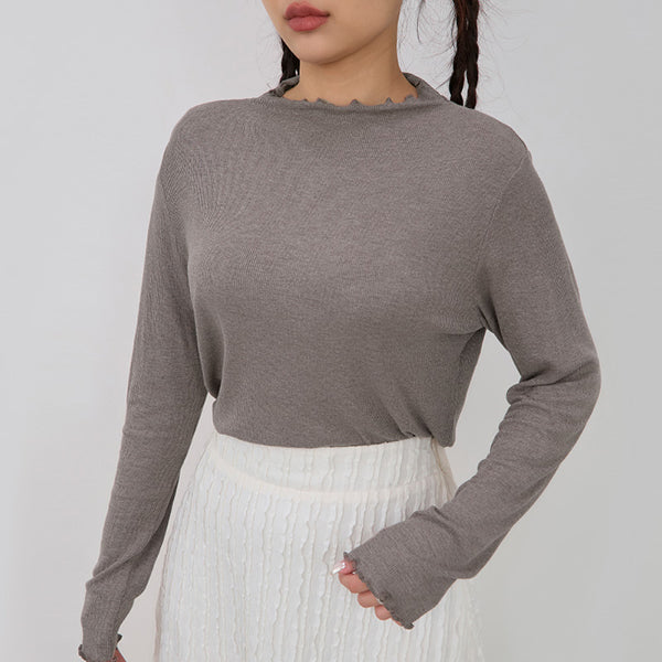 Classic Soft Ribbed Lettuce Edge Plus Size Top