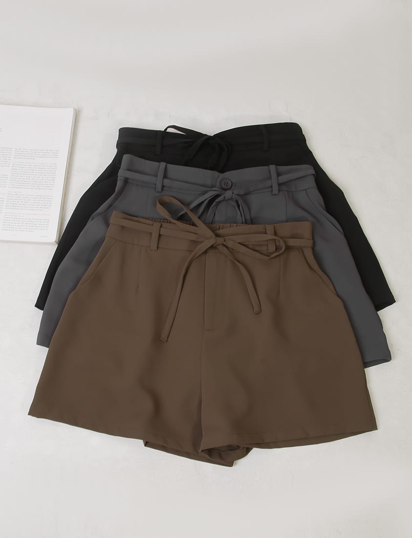 MISS. Silky Cool Plus Size Tailored Shorts (with Waist Tie)
