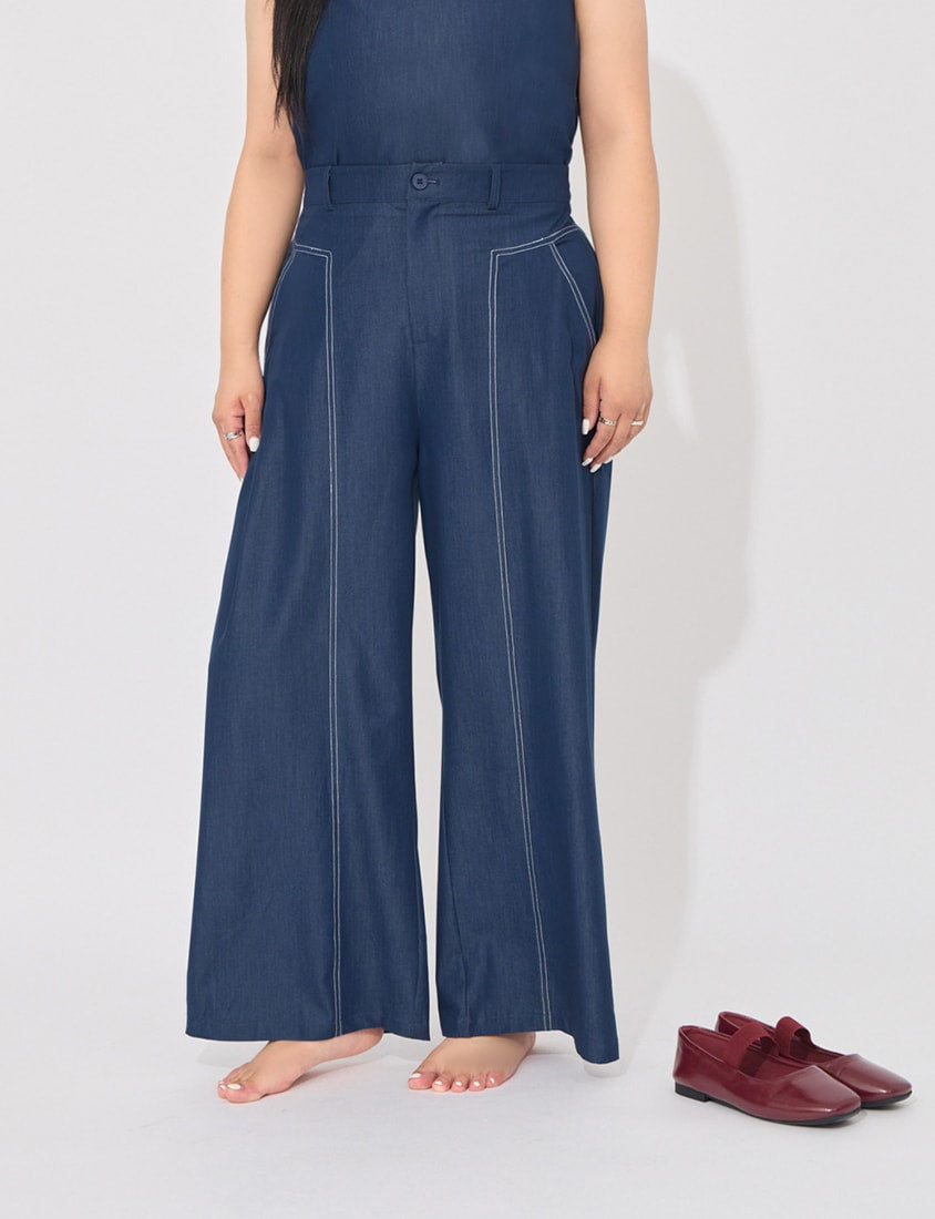 MORE U COOL PRO+ Silky Denim-Look Plus Size Wide Leg Pants