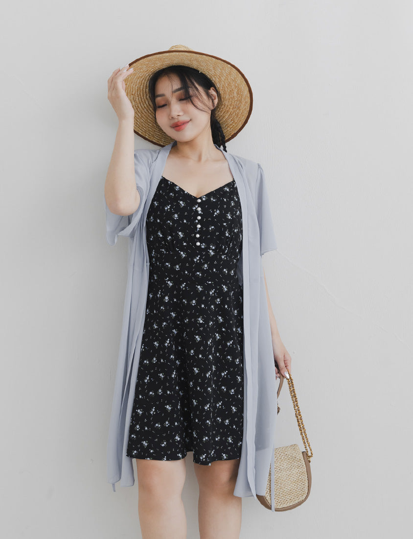 Sheer Vacation-Style Plus Size Long Cover-Ups (with Waist Tie)