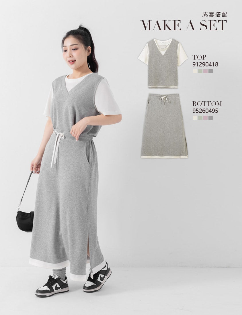 COOL PRO+ Space Cotton Faux Two-Piece Plus Size Top