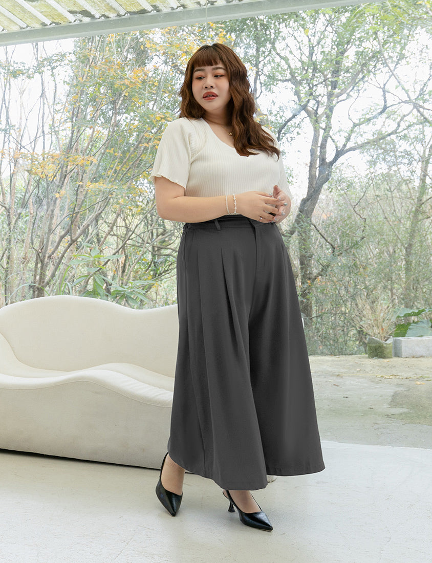 MISS. Wrinkle-Resistant High Waist A-Line Plus Size Tailored Wide Pants