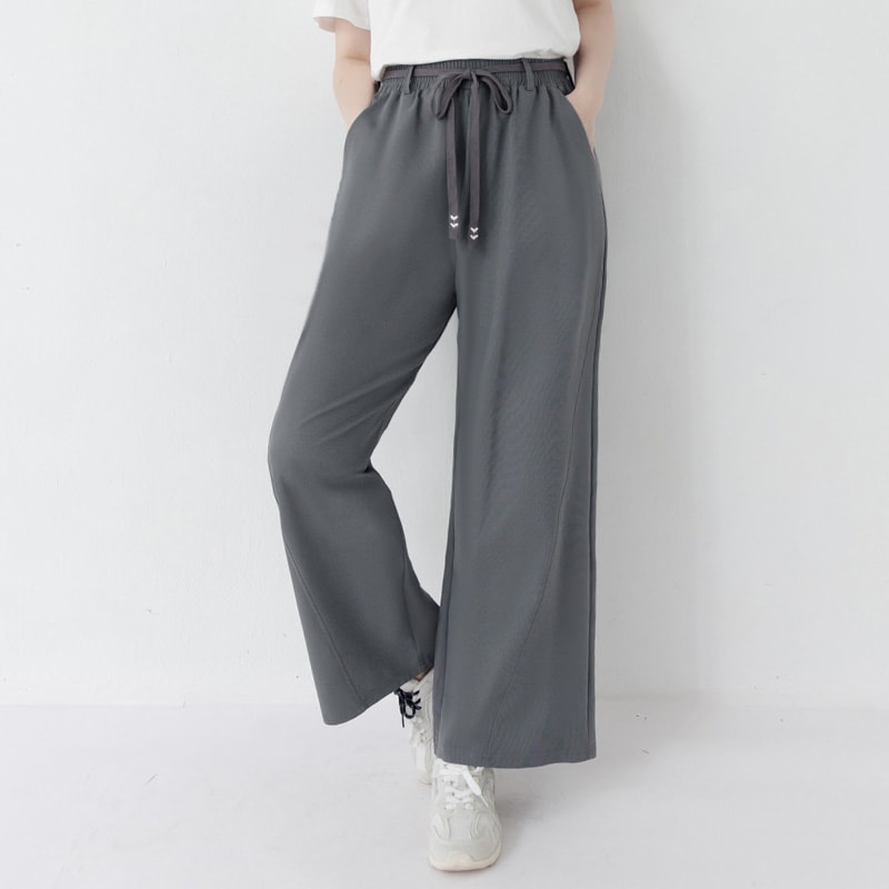 UV PRO+ Cooling Plaid Plus Size Wide-Leg Pants (with Waist-Tie)