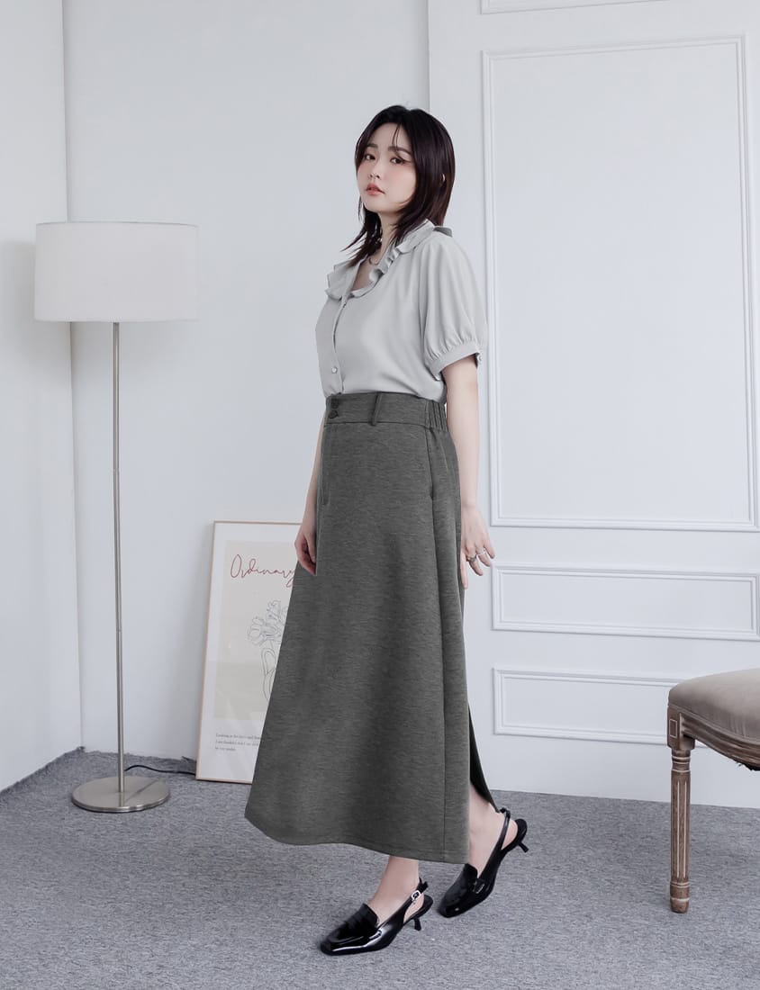 MISS. Korean-Style V-Neck Big Ruffled Puff Sleeve Plus Size Blouse