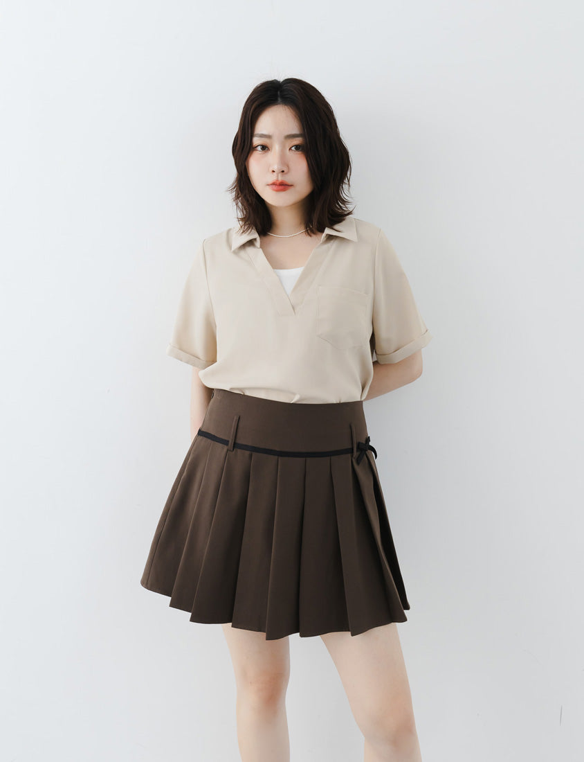 MISS. Wrinkle-Resistant Multicolor Faux Two-Piece Plus Size Top