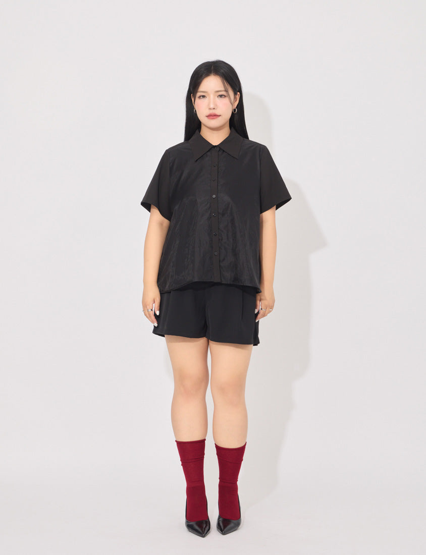 MORE U Elegant Sheer Double-Layer Plus Size Shirt