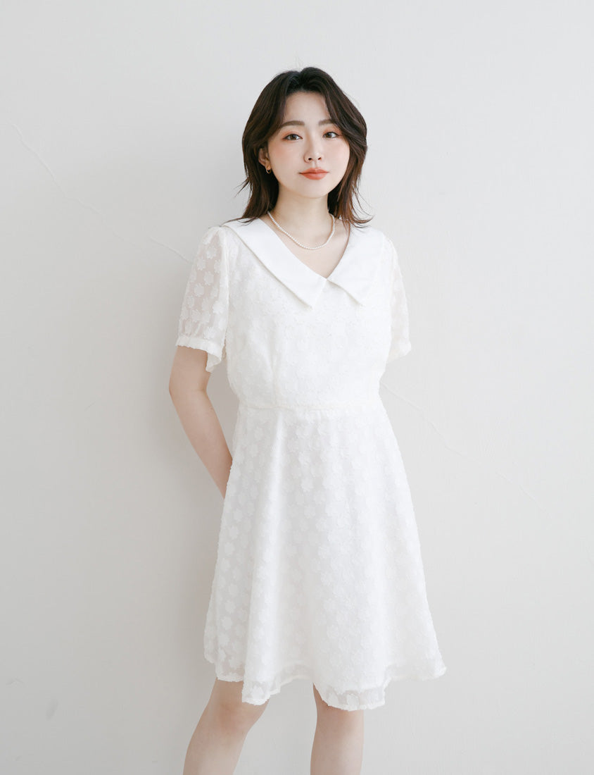 MISS. Sweet Floral Faux Two-Piece Collar Plus Size Mini Dress