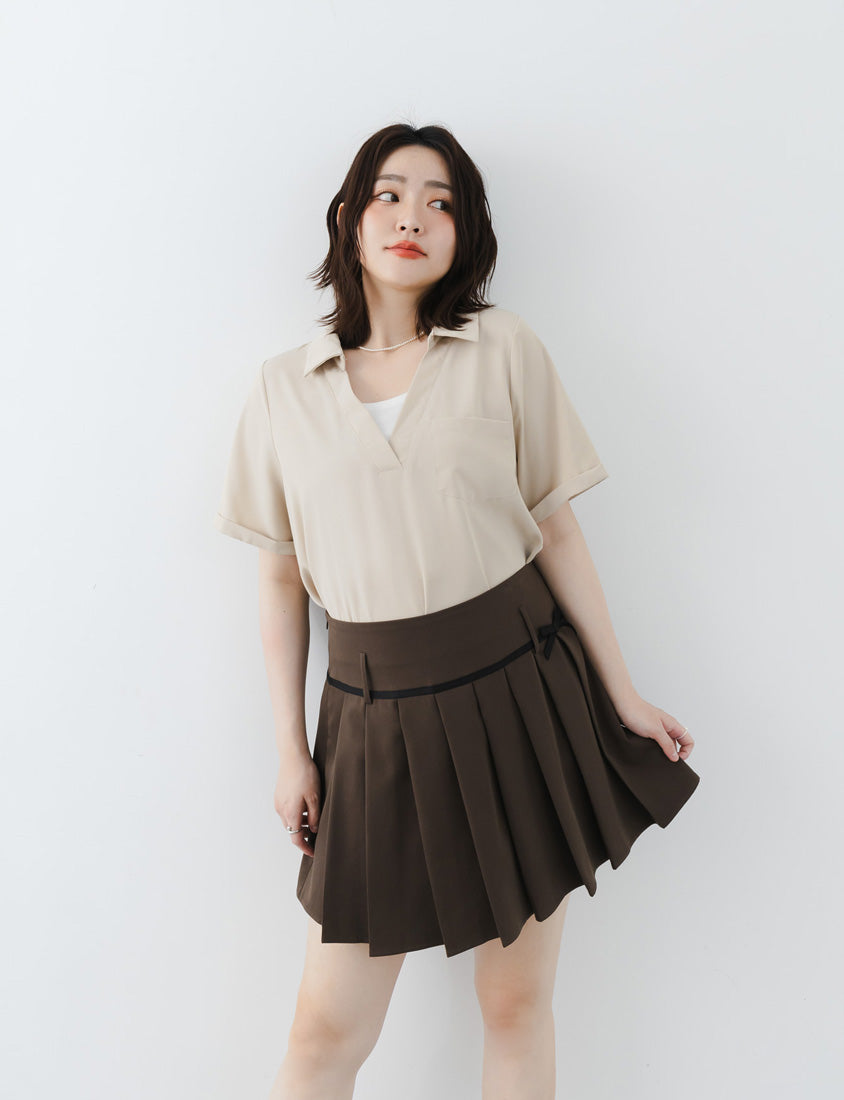 MISS. Wrinkle-Resistant Multicolor Faux Two-Piece Plus Size Top