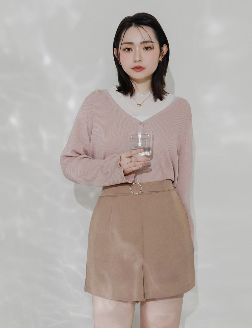 MISS. Latte Series Waistband Twill Plus Size Shorts