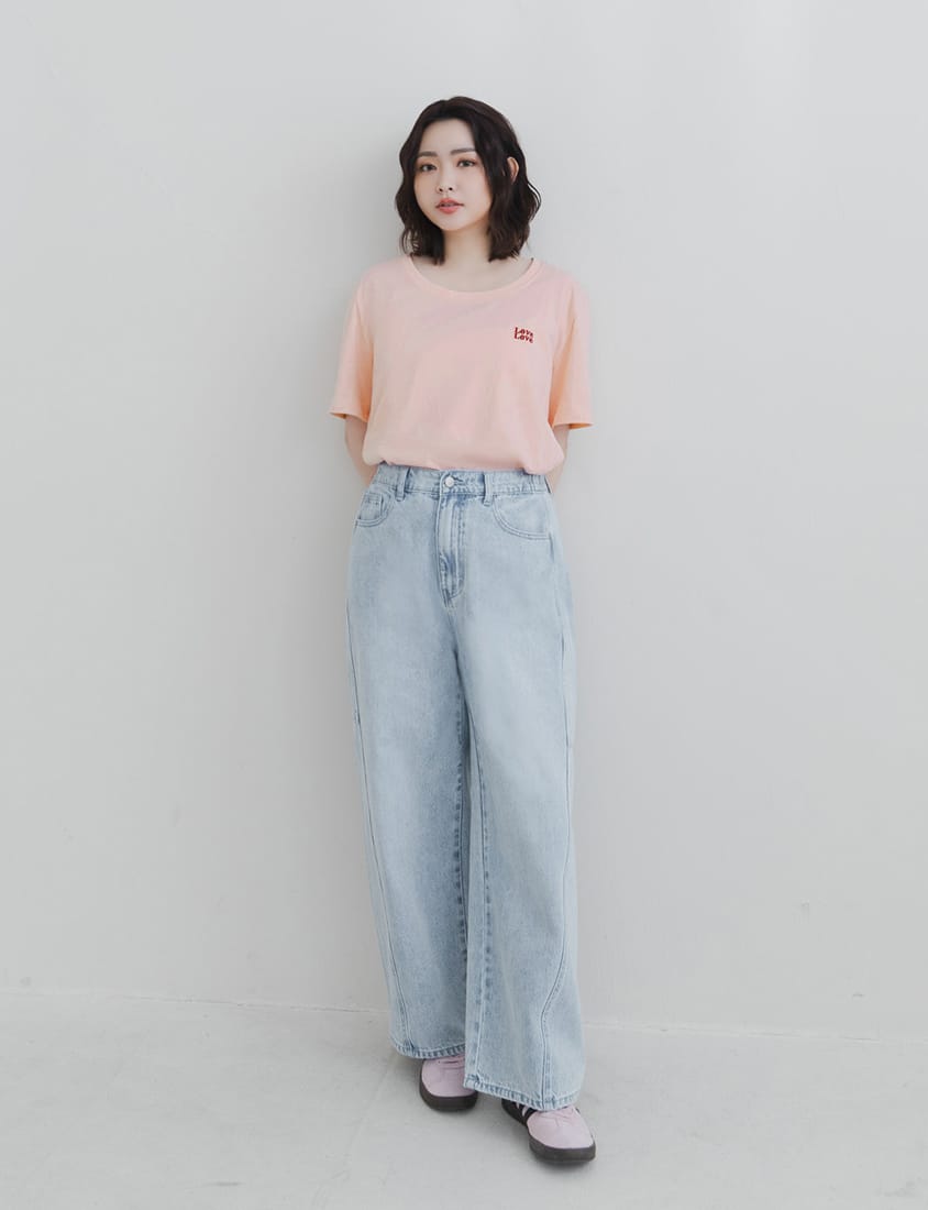 LOVE Soft Color-Block Plus-Size Embroidered Tee
