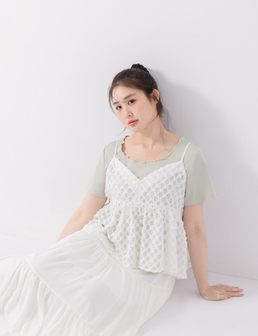 Two-Piece Japanese-Style Color-Block Plus Size Top Set