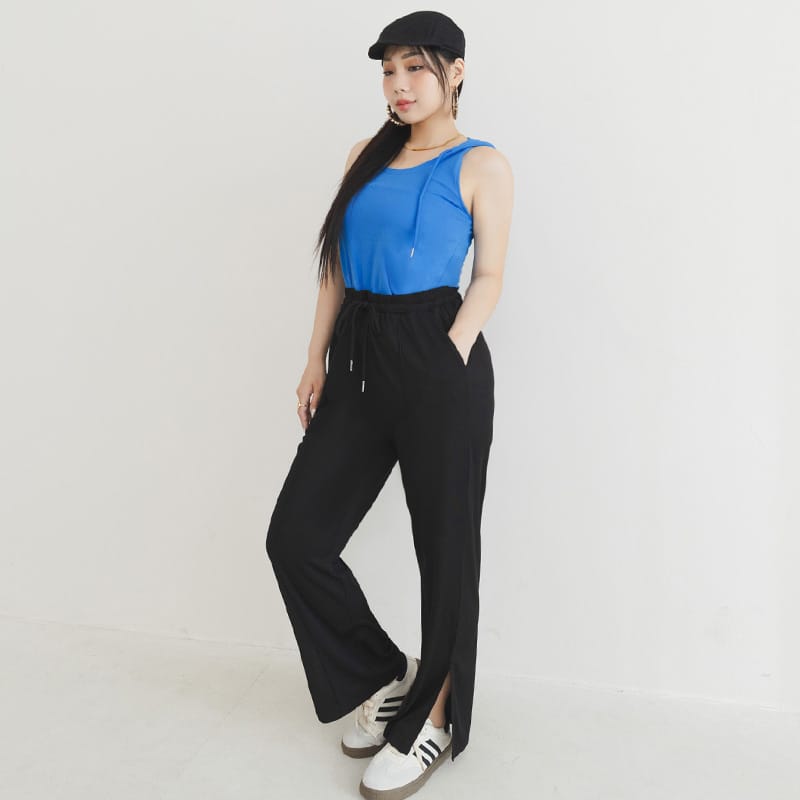 MUA! Ribbed Slimming Slit-Hem Plus Size Pants