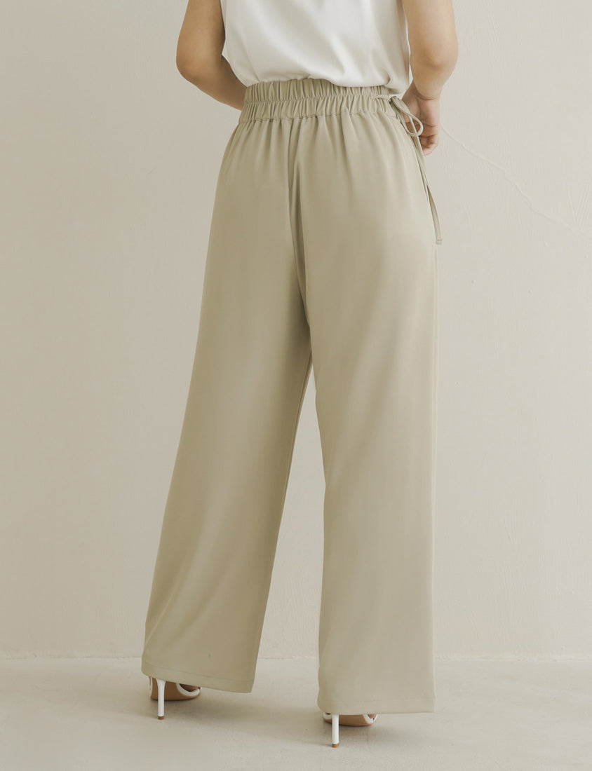 MISS. Lightweight Cooling Waist Tie Straight Leg Plus Size Tailored Pants