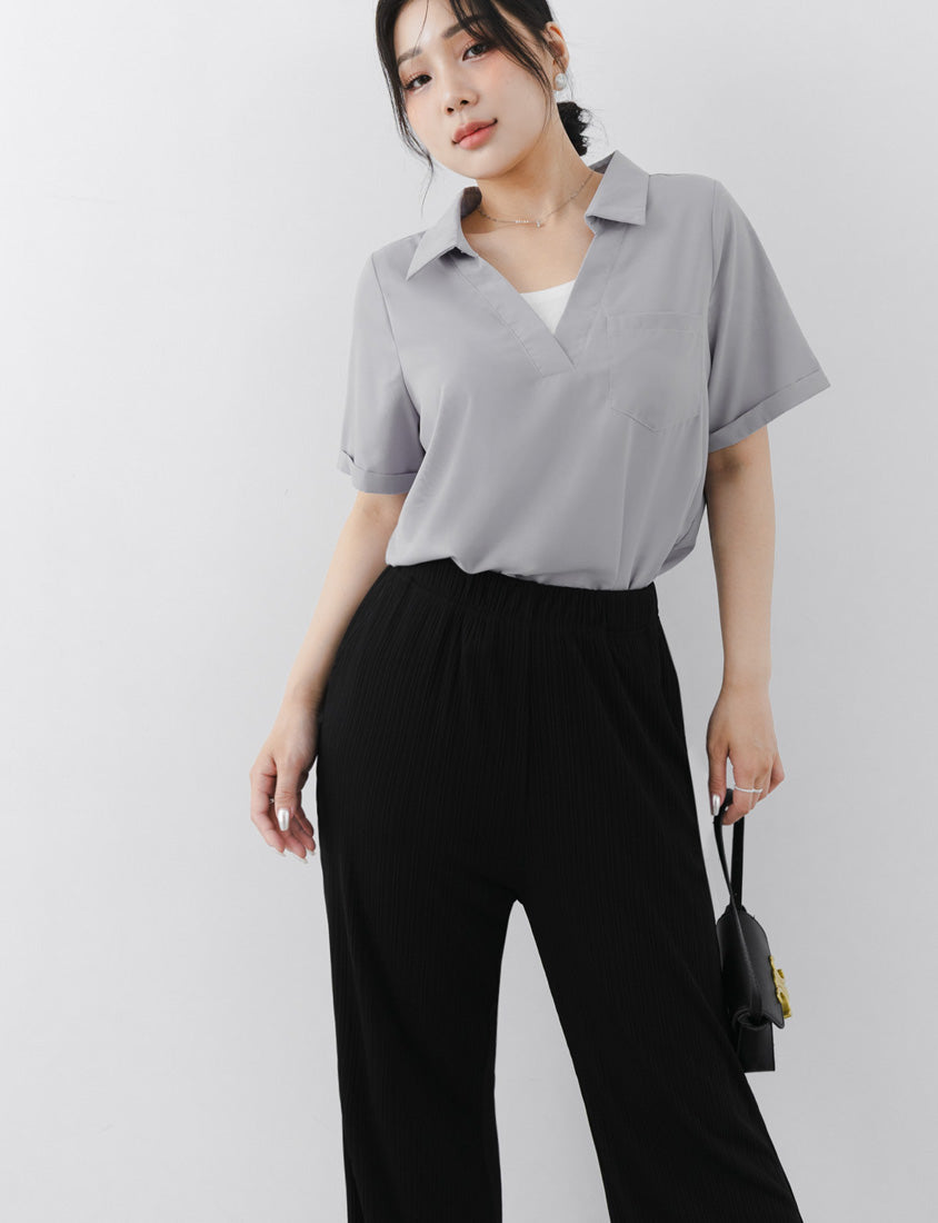 MISS. Wrinkle-Resistant Multicolor Faux Two-Piece Plus Size Top
