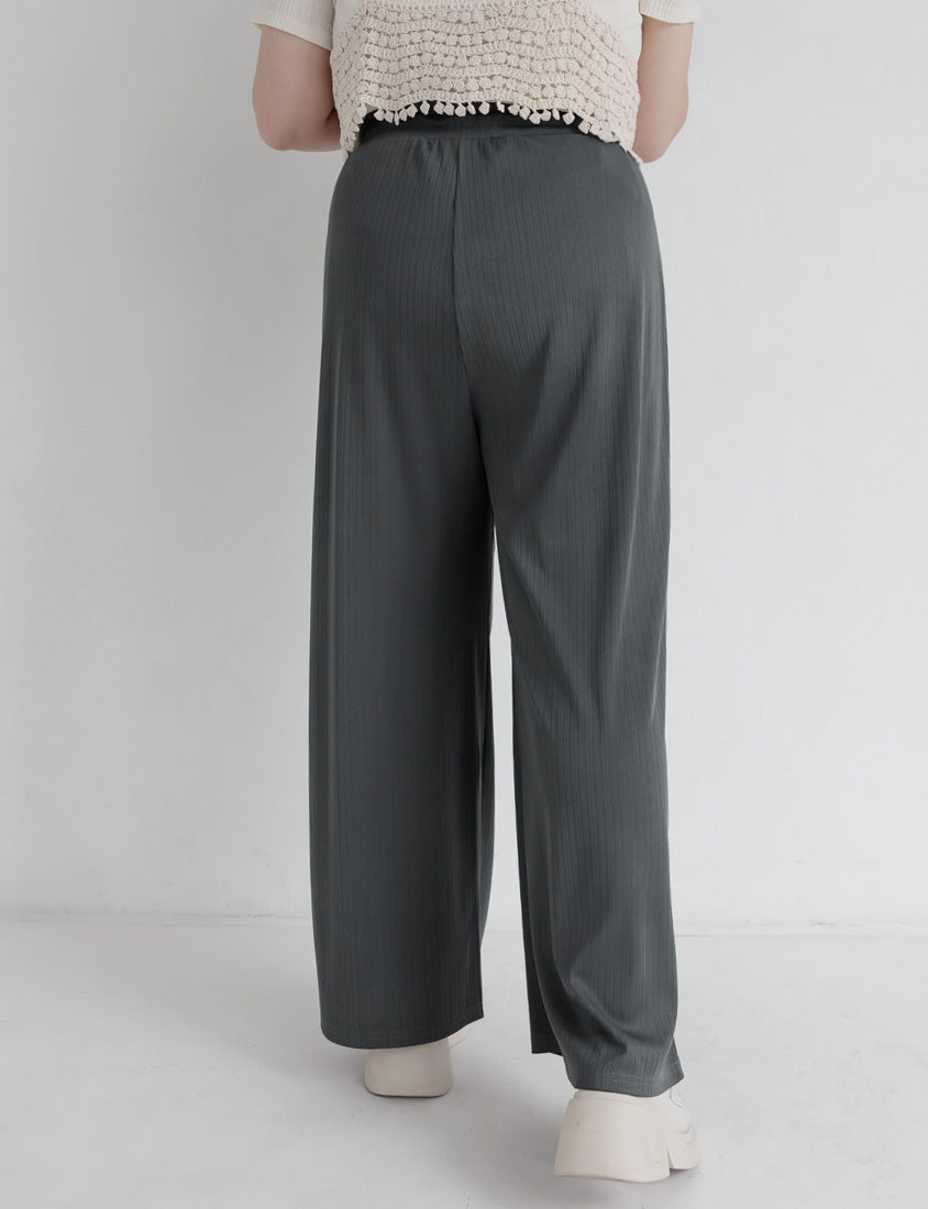 Hip-Contouring Comfy Ribbed Slimming Plus Size Wide Leg Pants