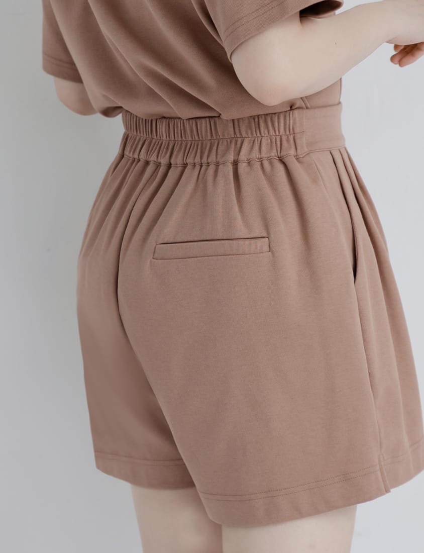 Summer Pleated Back Elastic Waist Plus Size Shorts