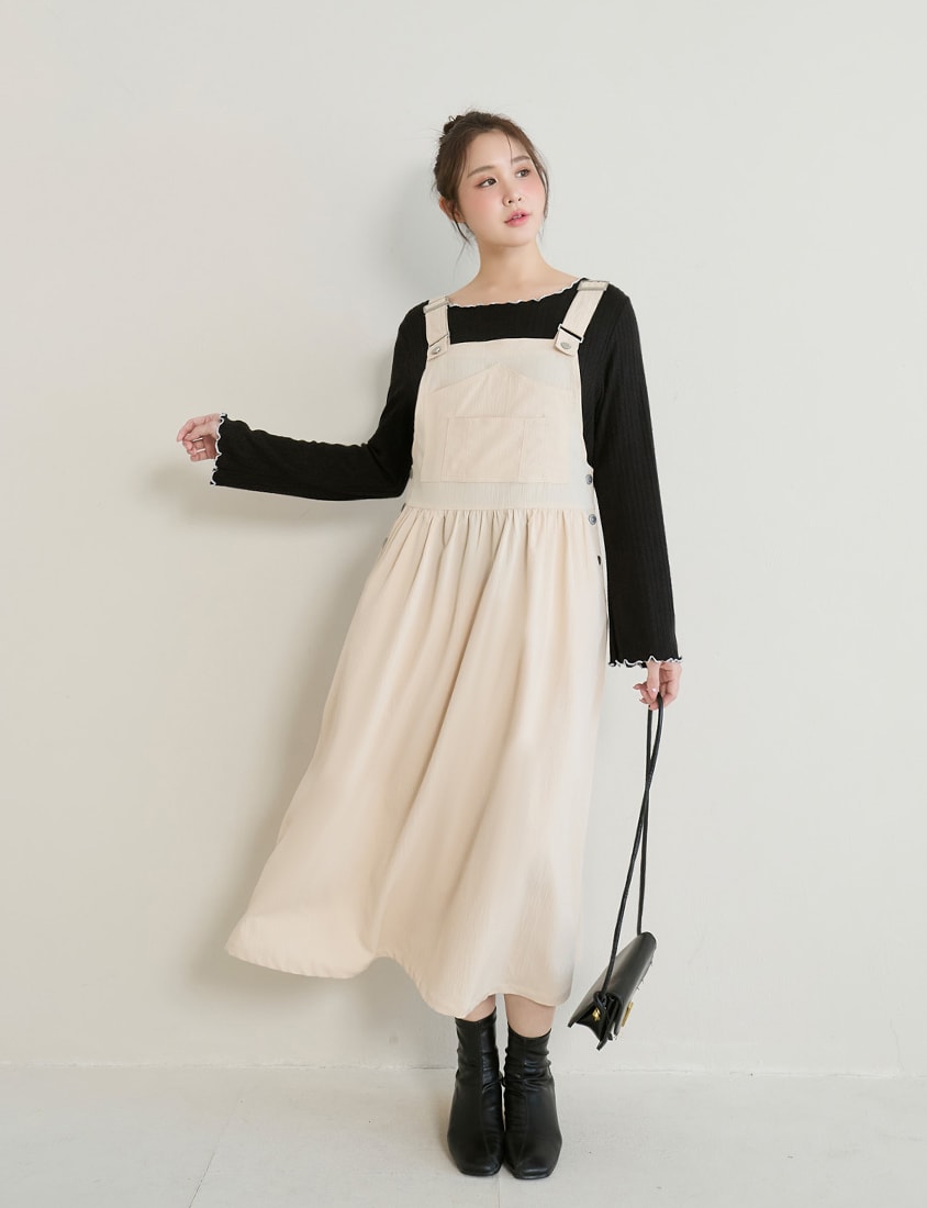 Adjustable Crinkled Utility Pockets Plus Size Cami Dress