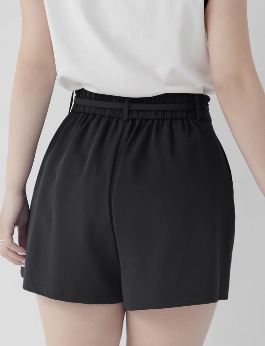 MISS. Silky Cool Plus Size Tailored Shorts (with Waist Tie)