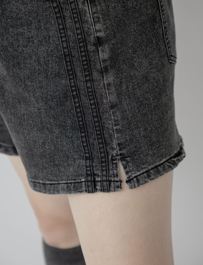 Varsity Contrast Plus Size Denim Shorts