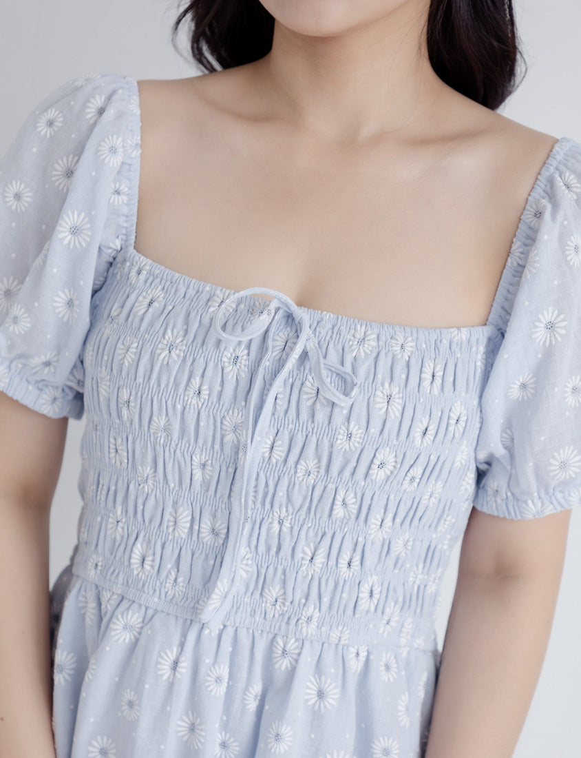 Cottagecore Two Way Floral Puff Sleeve Plus Size Mini Dress