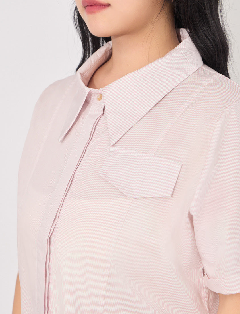 MORE U Pinstripe Side-Tie Plus Size Shirt
