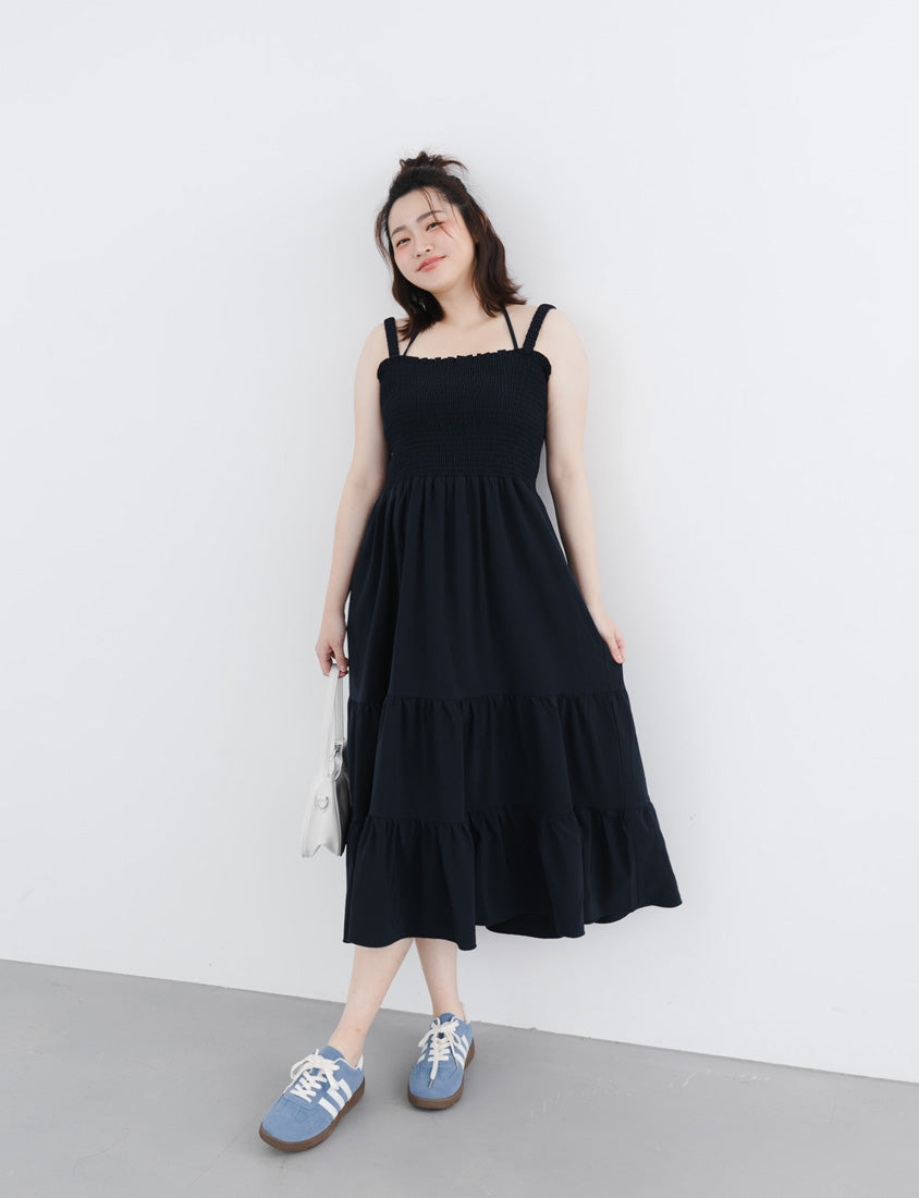 Ruffle Trim Smocked Tiered Plus Size Maxi Dress