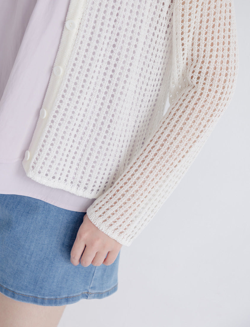V-Neck Multicolor Ice Silk Plus Size Knit Cardigan