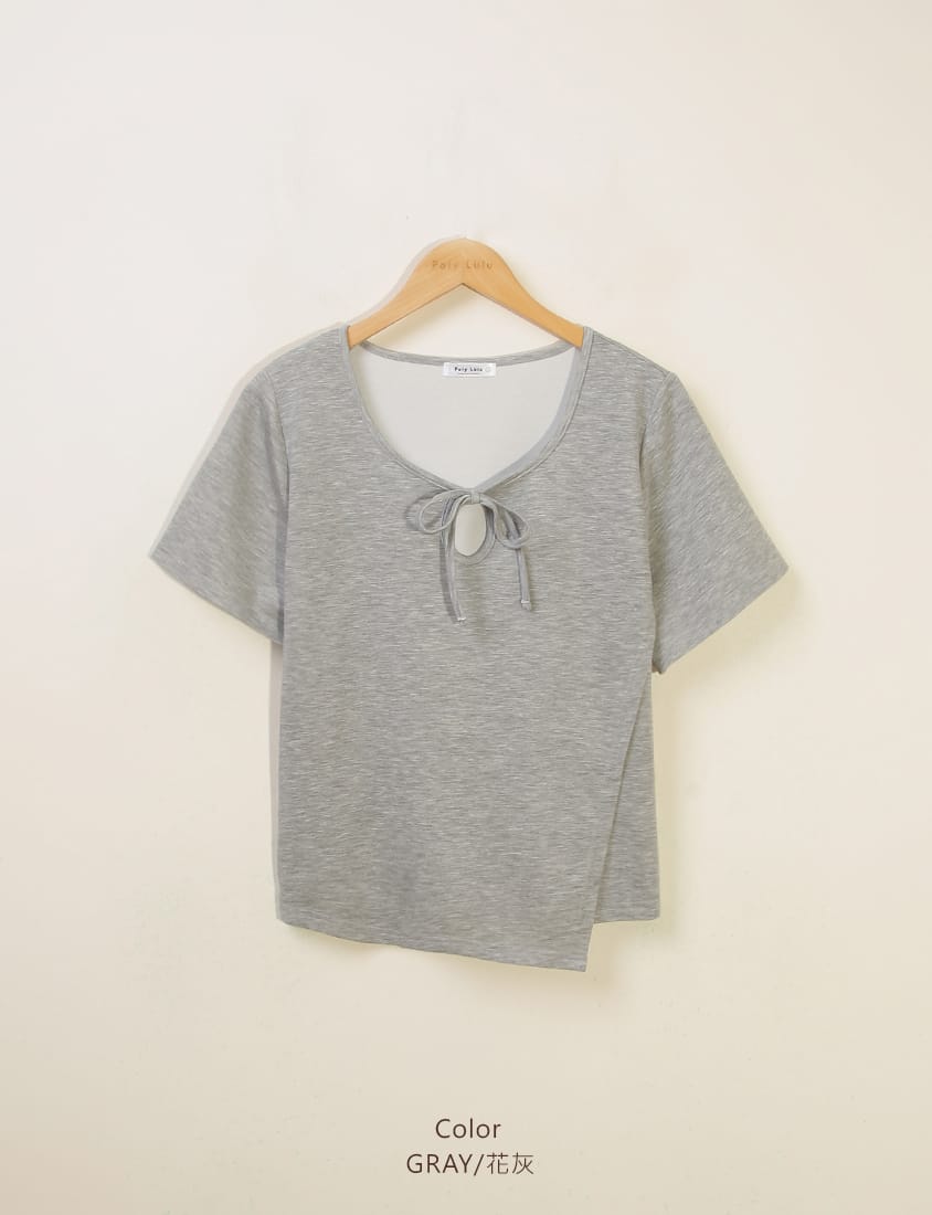 MUA! Space Cotton U-Neck Tie-Front Plus Size Top