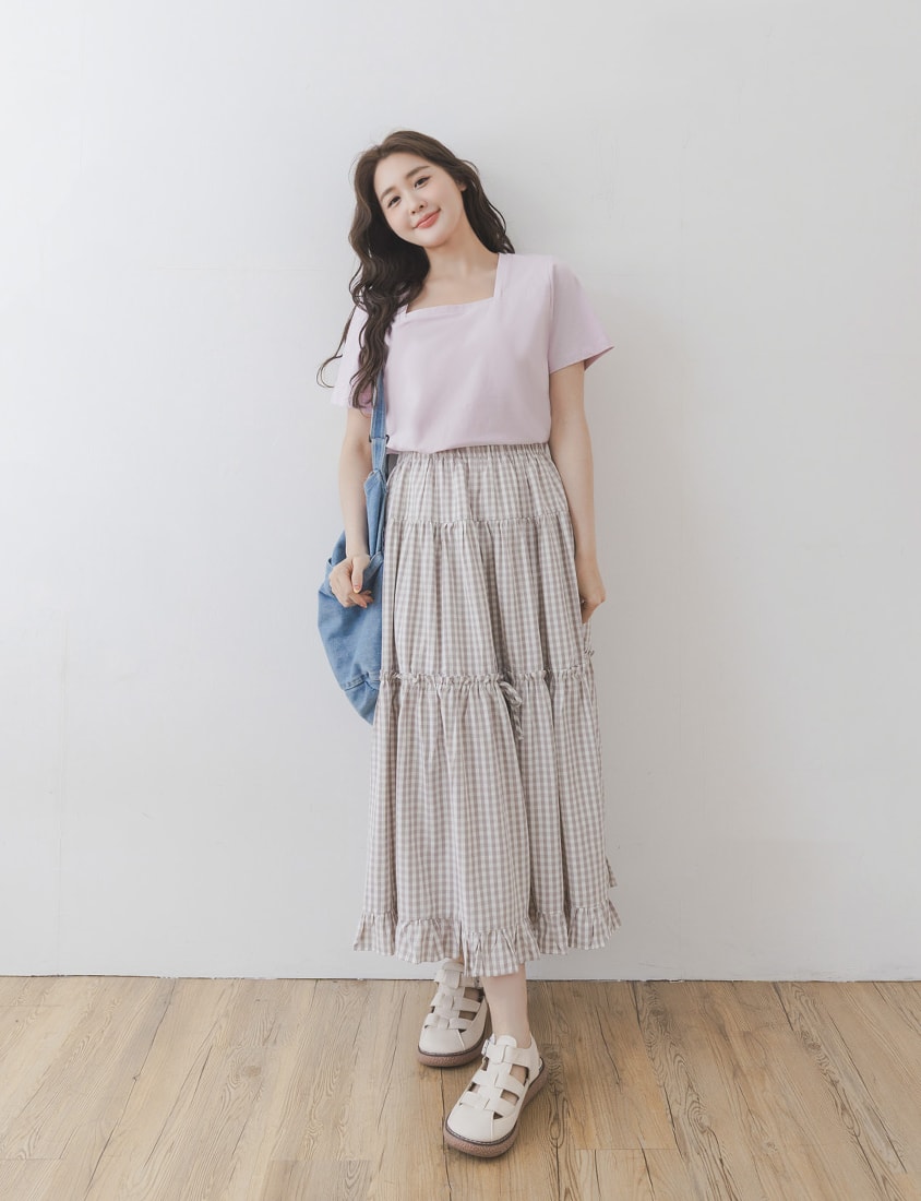 Airy Cooling Square-Neck Ice Porcelain Cotton Plus Size Tee