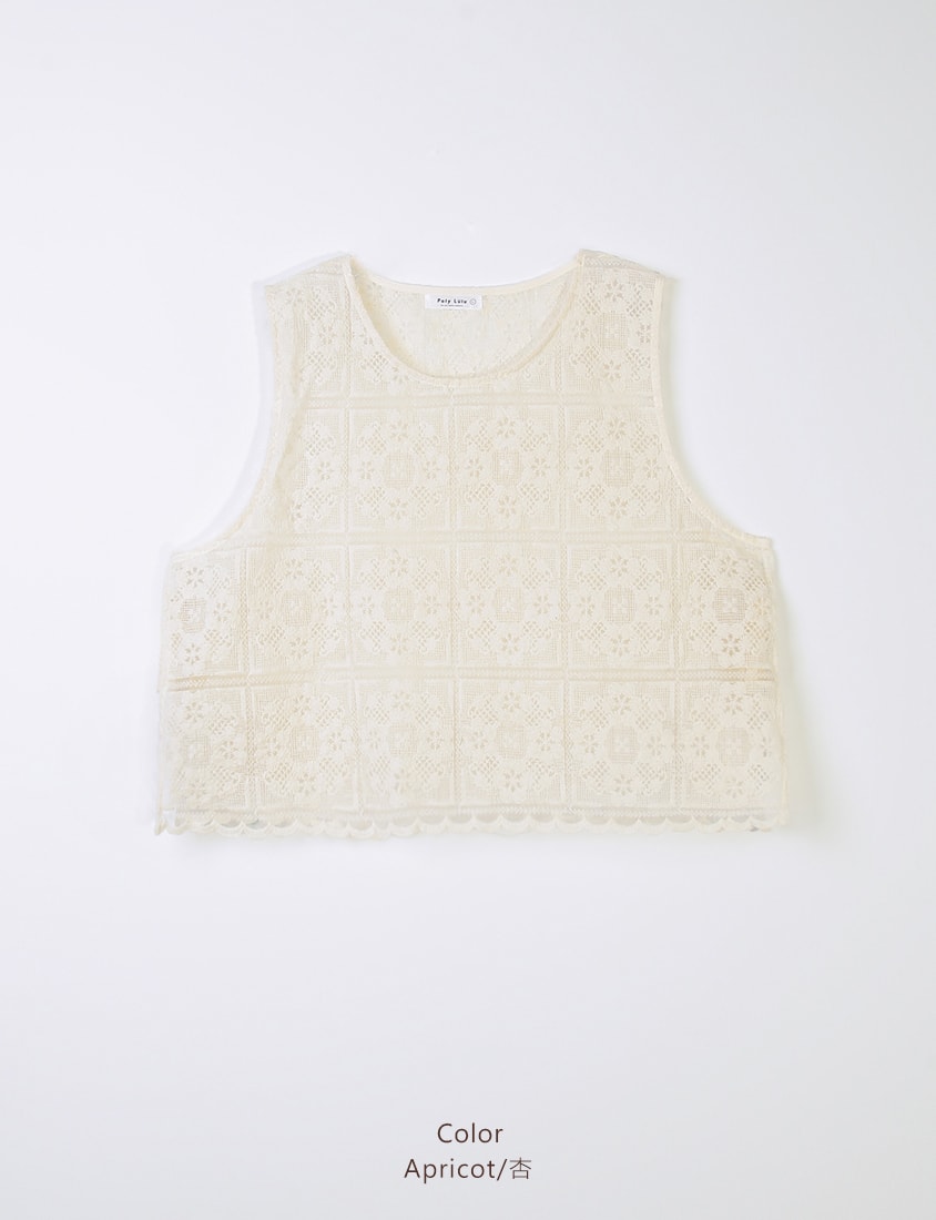 Crochet Lace Side-Tie Crew Neck Plus Size Tank Top