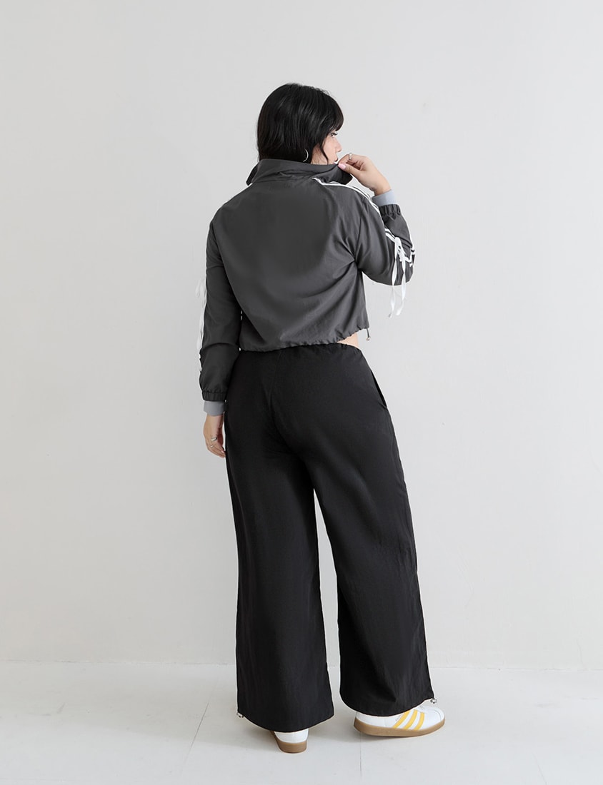 MUA! Contrast Trim Cropped Plus Size Trench Jacket