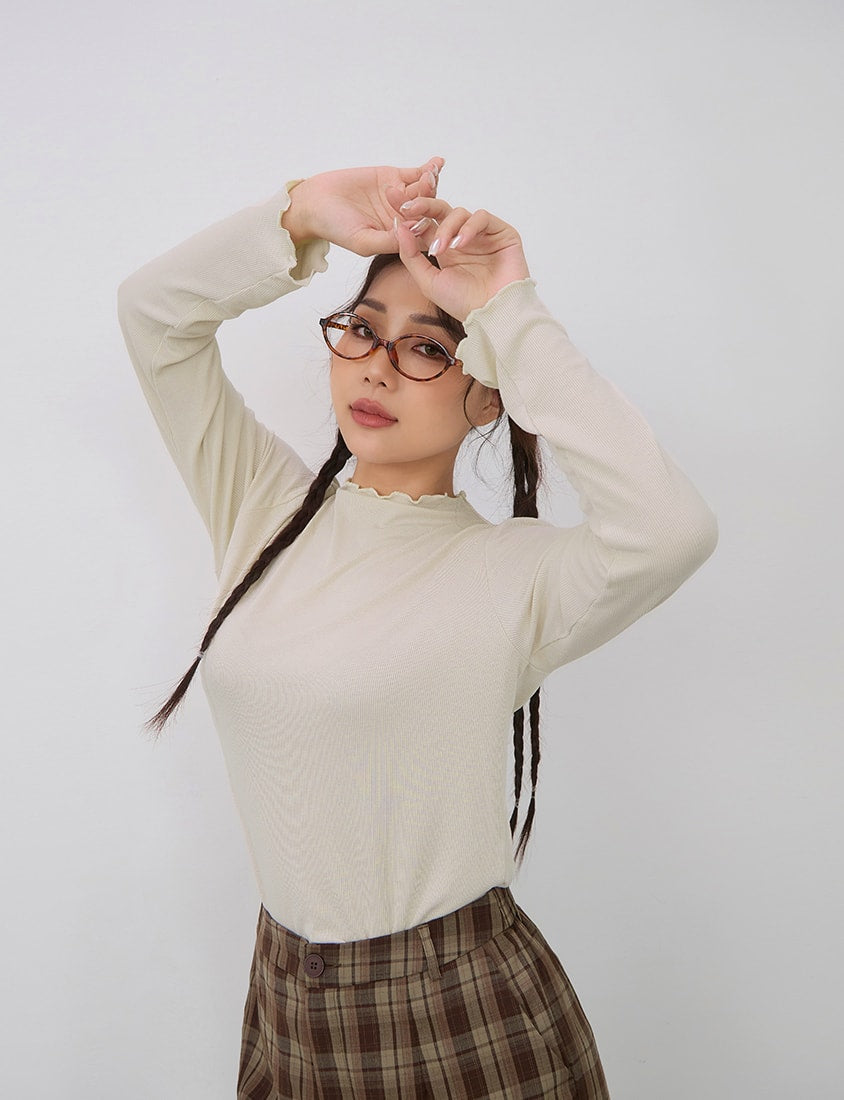 Classic Soft Ribbed Lettuce Edge Plus Size Top