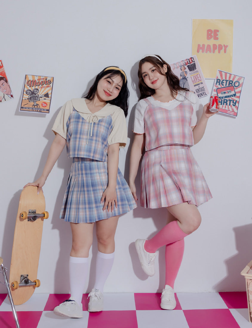 Korean Preppy Adjustable Plaid Plus Size Vest