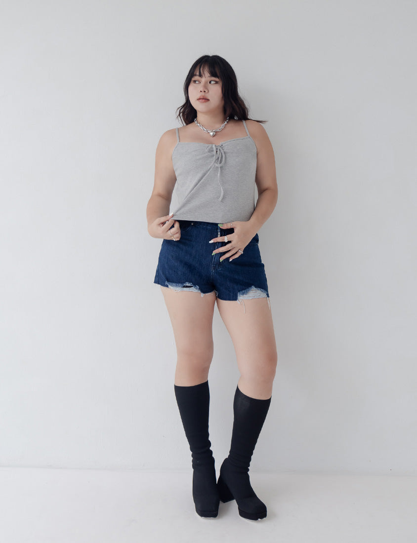 MUA! Ribbed Cross-Tie Adjustable Plus Size Cami Top