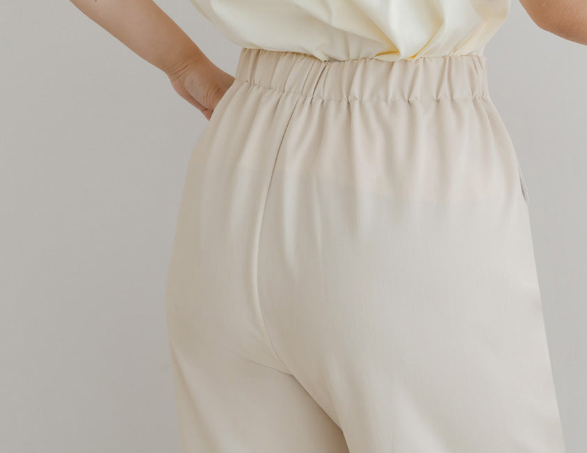 Back Elastic Tapered Cuffed Hem Twill  Plus Size Pants