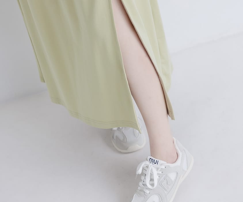 Silky Cool Liquid Touch Cotton Slit Plus Size Maxi Skirt