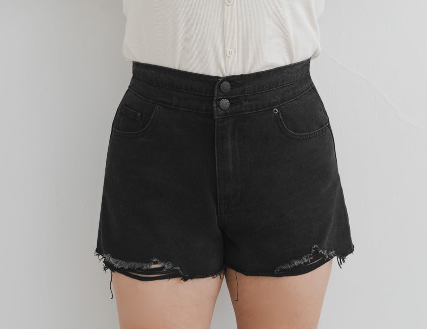 MUA! Edgy Raw-Hem Distressed Plus Size Denim Shorts