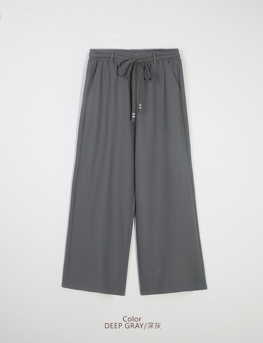 UV PRO+ Cooling Plaid Plus Size Wide-Leg Pants (with Waist-Tie)
