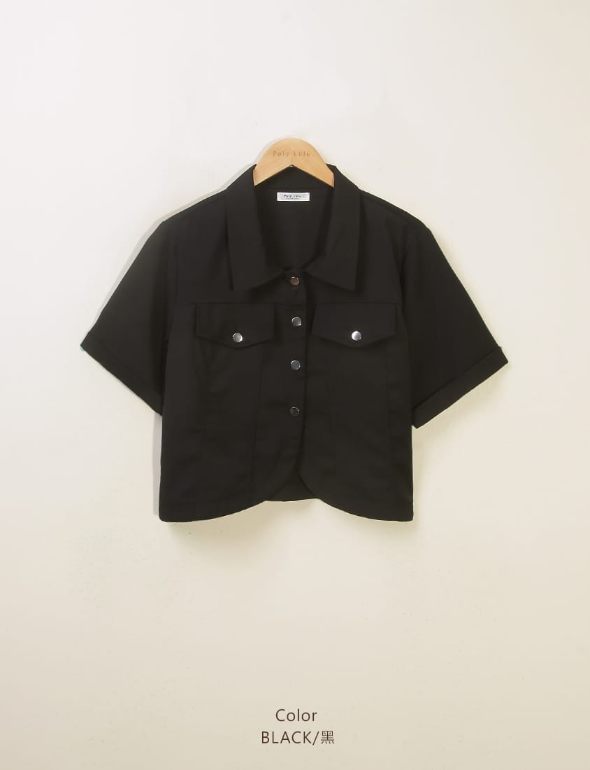 Curved Hem Stitched Plus Size Cuffed Shirt