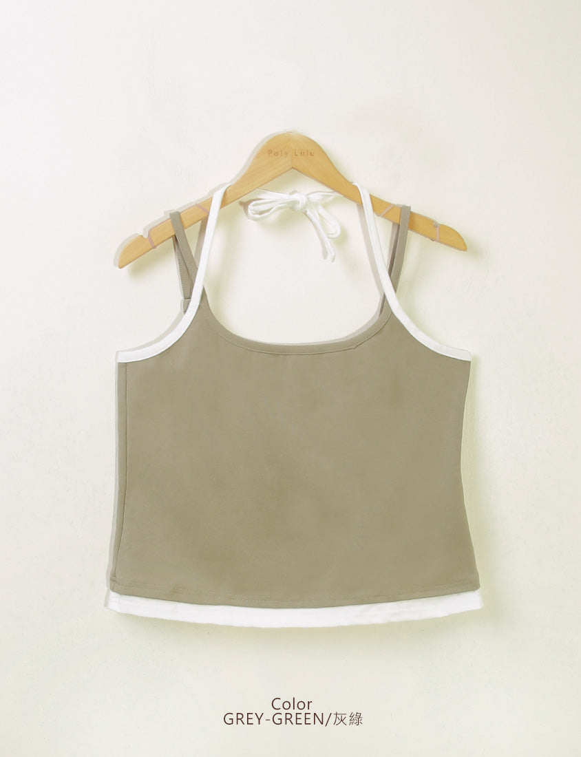 MUA! Chic Contrast Plus-Size Halter Neck Tank