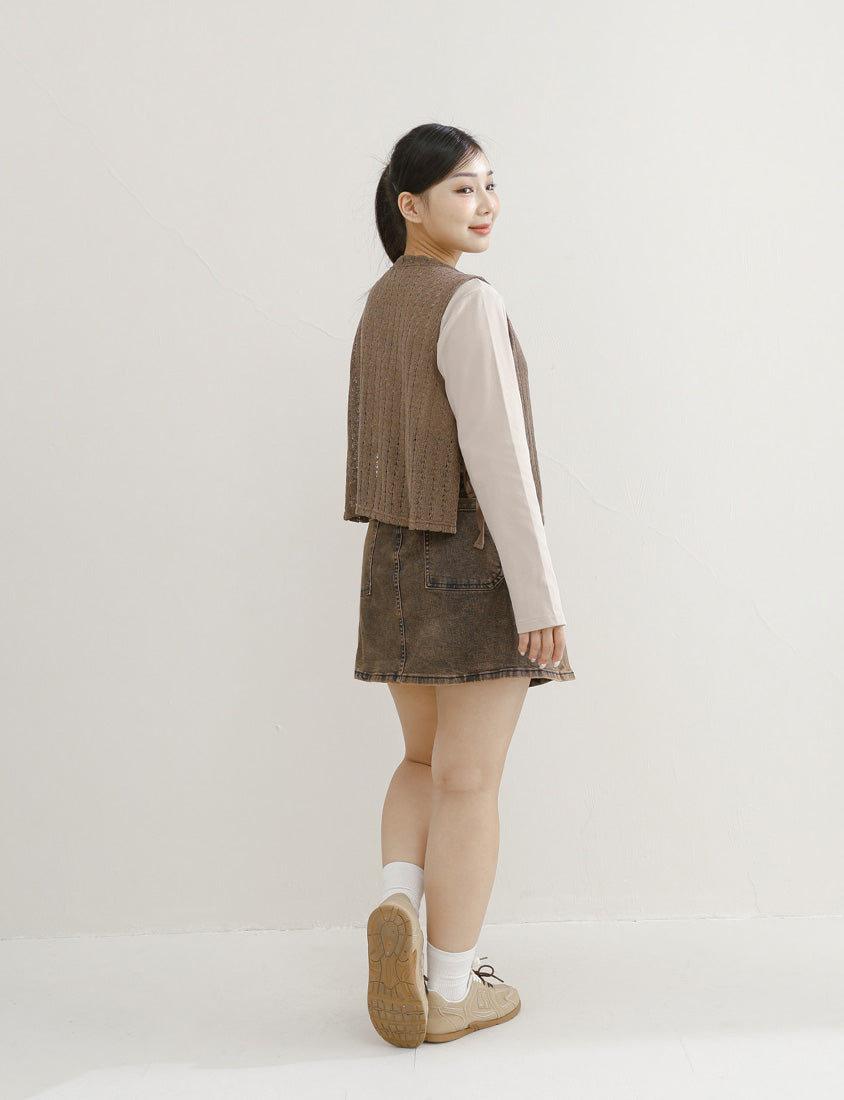 Layered Essential Crochet Tie Plus Size Vest