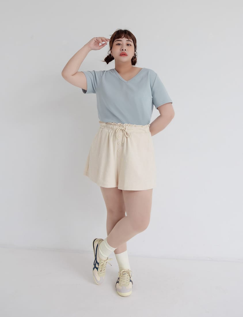 V-Neck Multicolor Plus Size Comfy Slim Tee