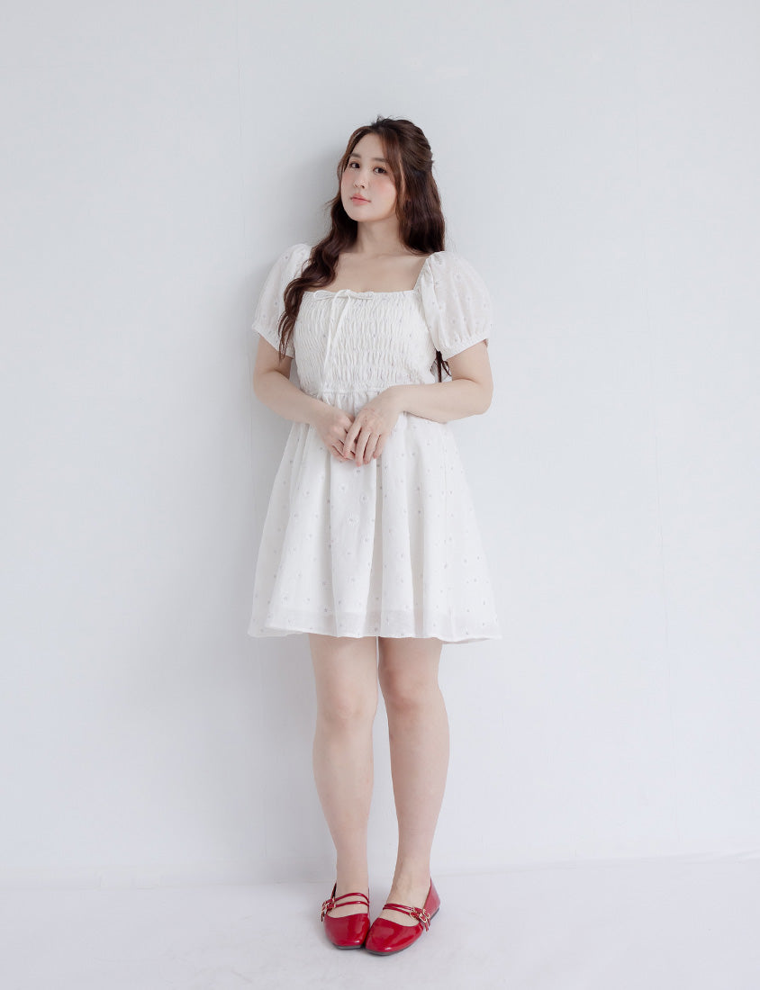 Cottagecore Two Way Floral Puff Sleeve Plus Size Mini Dress