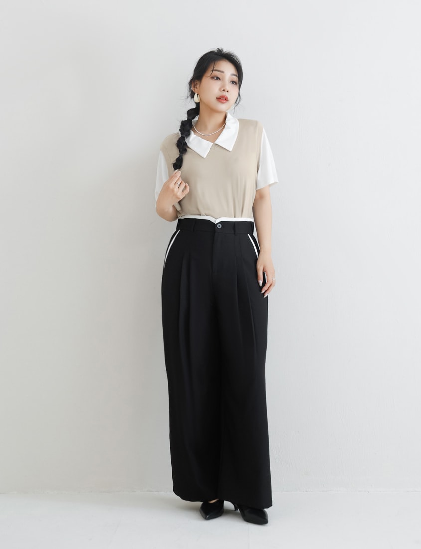 MISS. Lyocell Cooling Faux Two-Piece Plus Size Top