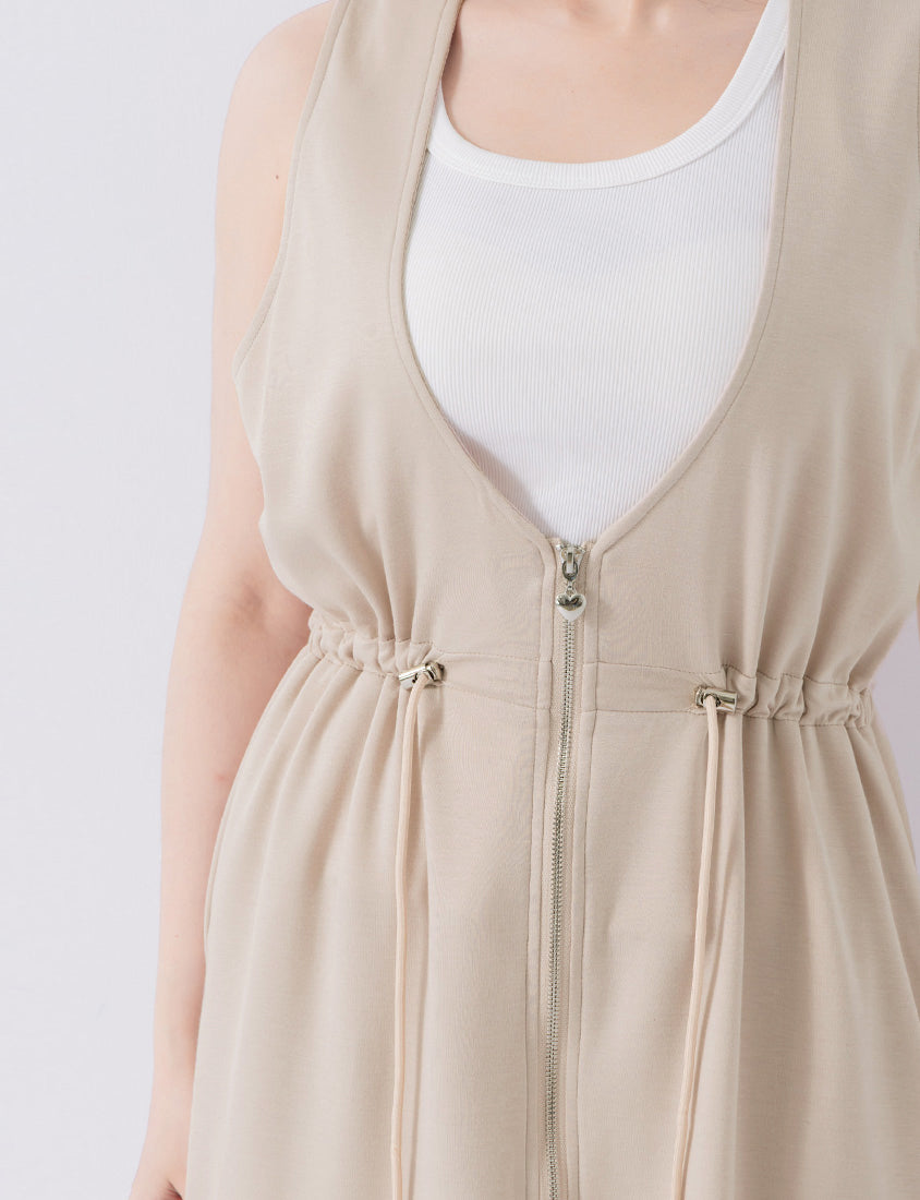 Ultra-Light Space Cotton Zip Front Plus Size Maxi Dress