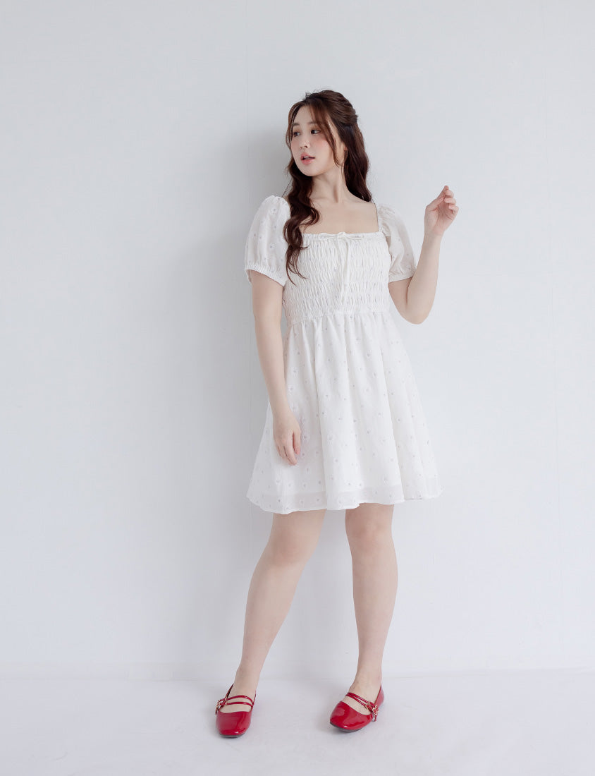 Cottagecore Two Way Floral Puff Sleeve Plus Size Mini Dress